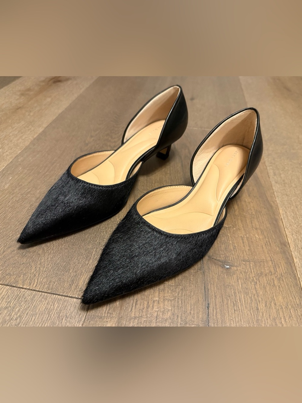 Gianni Bini Black Pointed D'Orsay Mid Heel Pumps